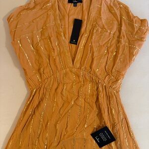 NWT Lulu's Orange Maxi Dress with Gold Accents